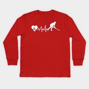 Heart Beats Hockey Lovers Kids Long Sleeve T-Shirt